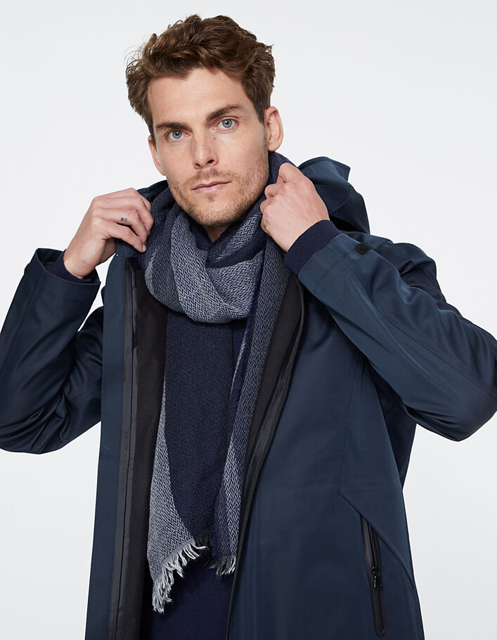 Men’s navy wide-striped scarf - IKKS