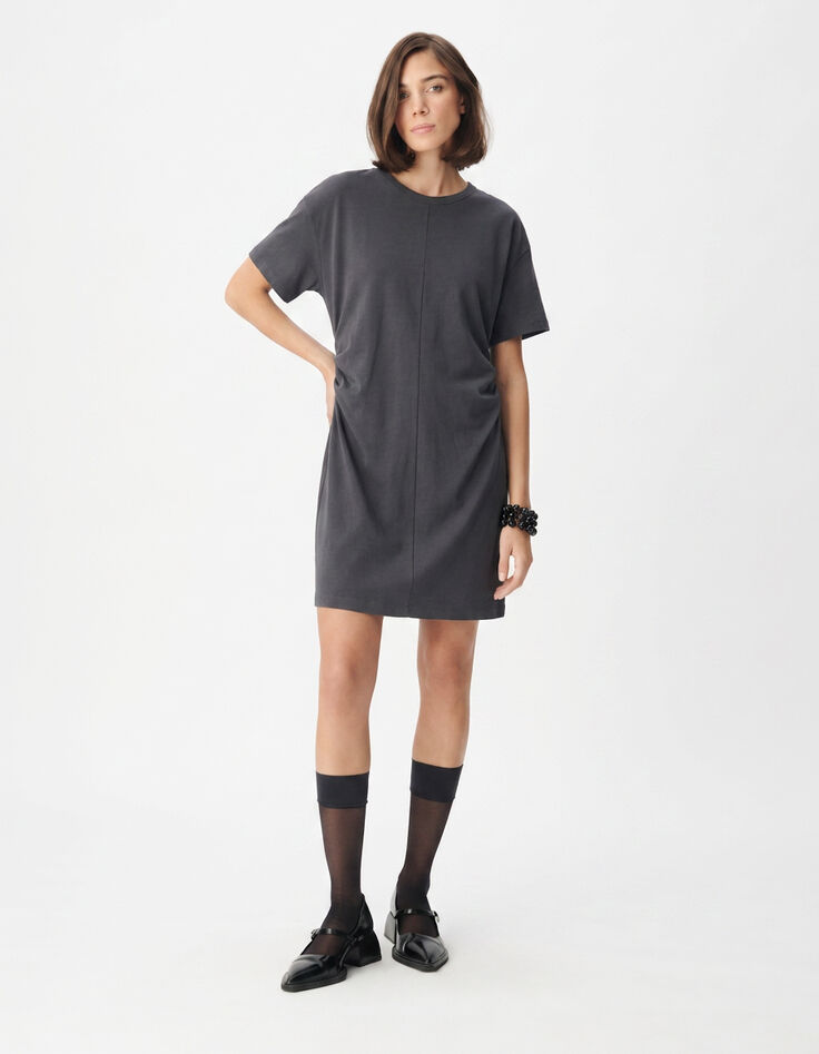 Robe t-shirt gris anthracite Femme-1