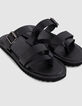 Mules noires cuir brides croisées Homme-7