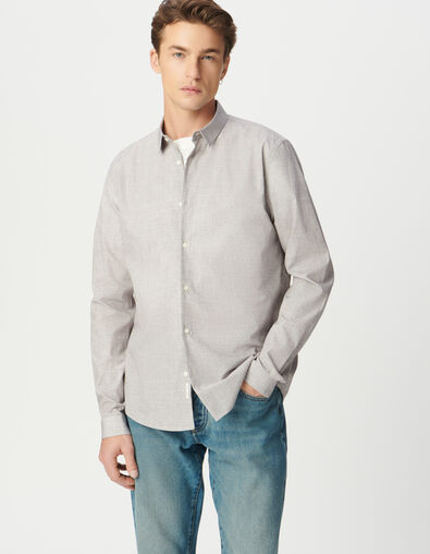 Camisa SLIM ciruela algod&oacute;n espigas mini hombre - IKKS