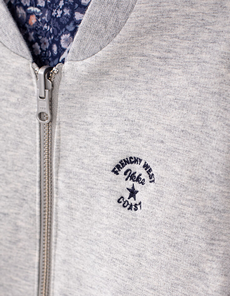 Mädchen-Wende-Bomberjacke, Ecovero®, Blumen-Print und Grau-8