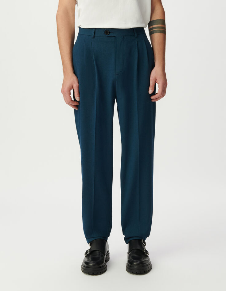 Blaue Anzughose für Herren mit Bundfalten-2 Blaue Anzughose für Herren mit Bundfalten-2