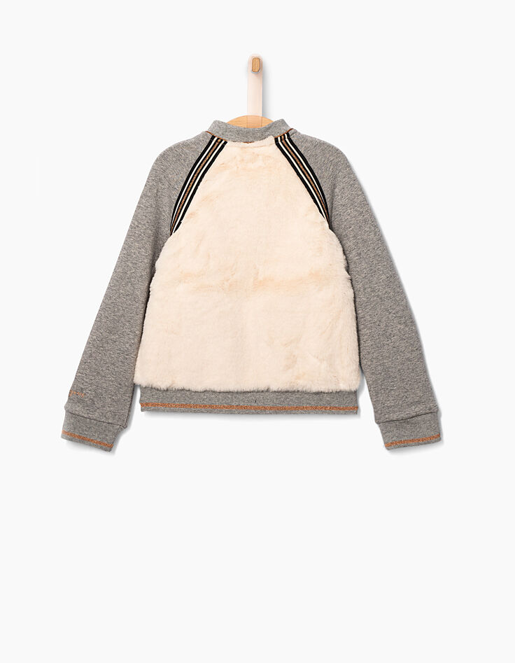 Girls' mixed-fabric cardigan-4 Girls' mixed-fabric cardigan-4
