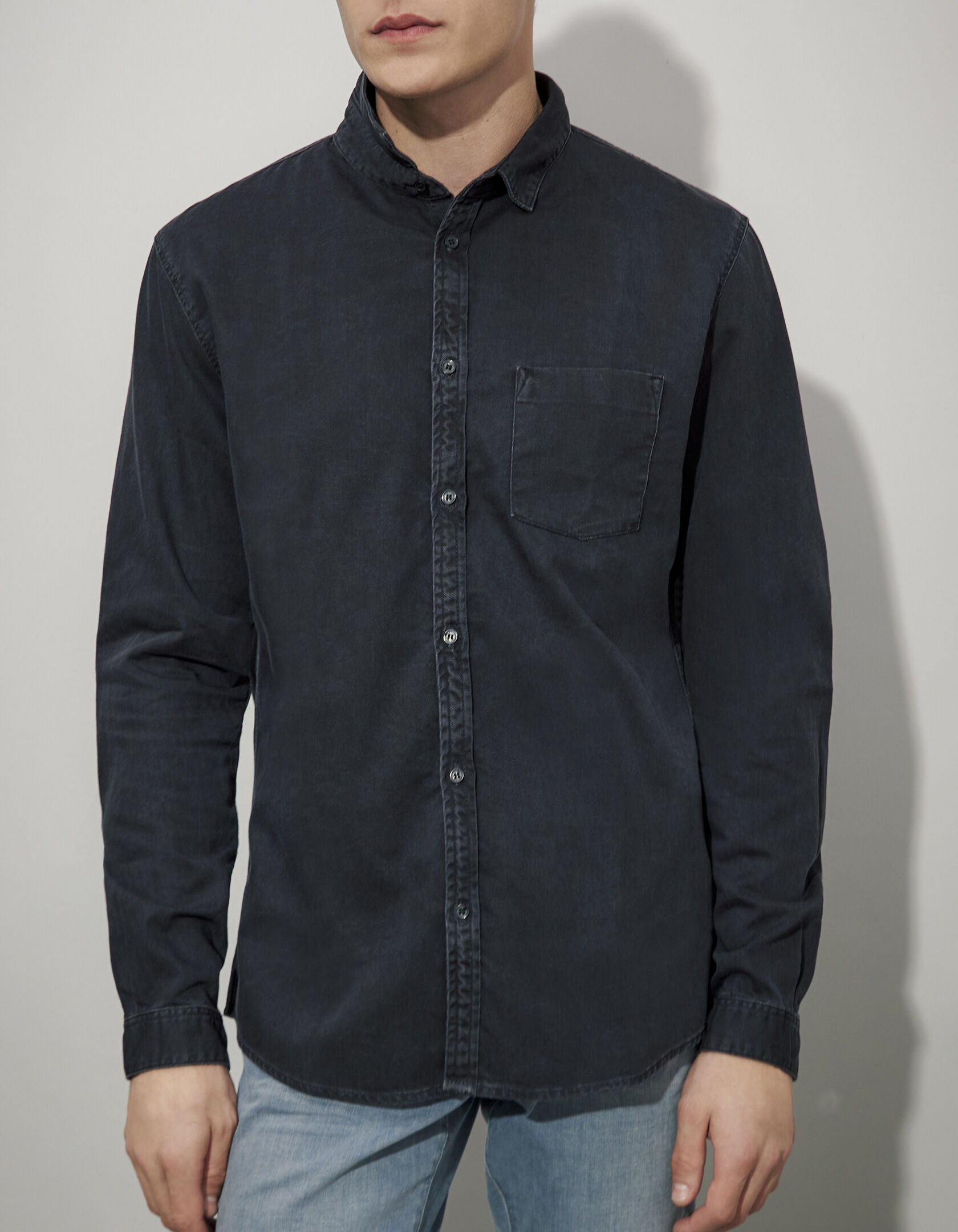 REGULAR fit overhemd in zwarte denim Heren