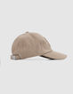 Beige pet met geborduurd monogram, meisje-4