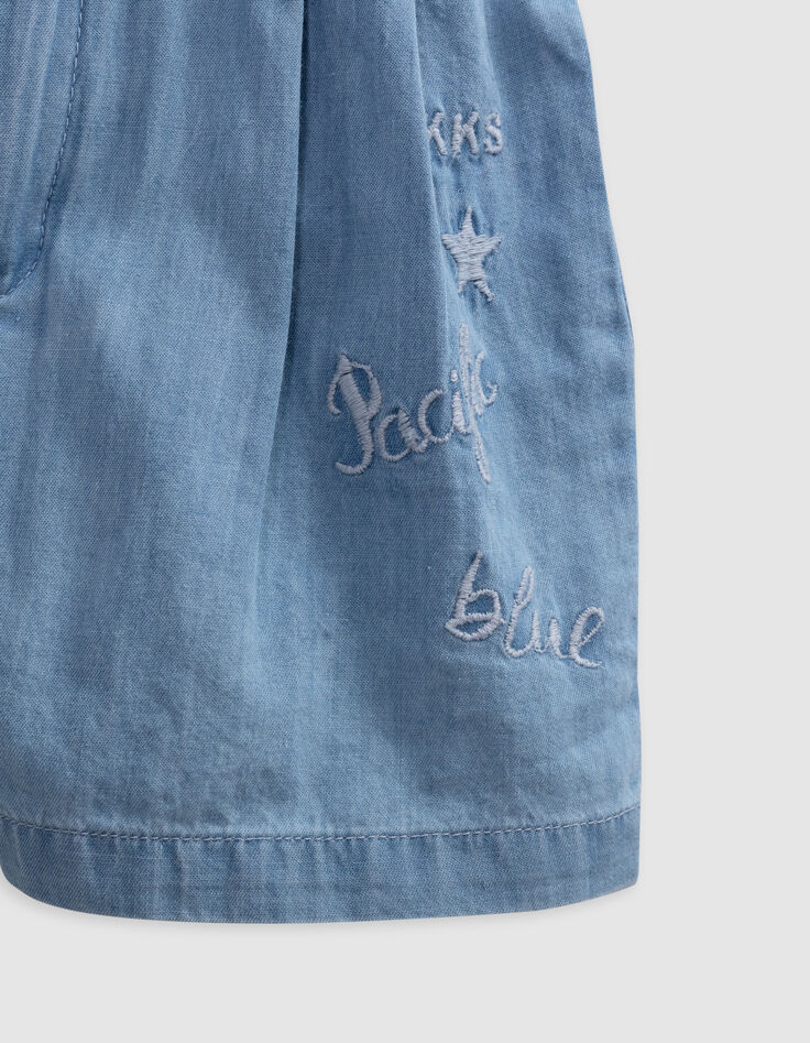 Baby girl blue overalls and ecru T-shirt set-9