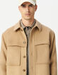Beige wollen overshirt meerdere zakken Heren-4