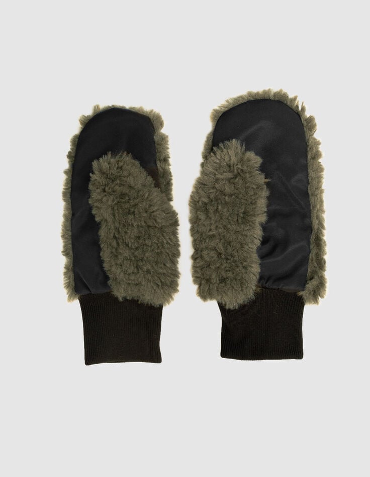 Khaki Jungen-Sherpahandschuhe-2 Khaki Jungen-Sherpahandschuhe-2