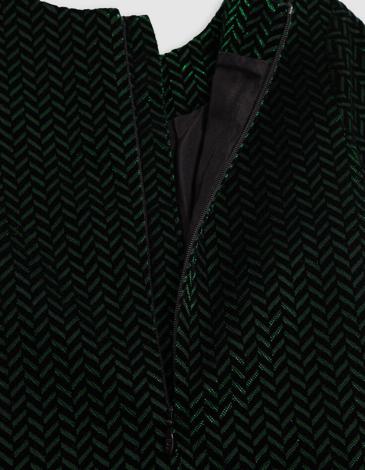 Girl's black velvet herringbone pattern lurex dress-4