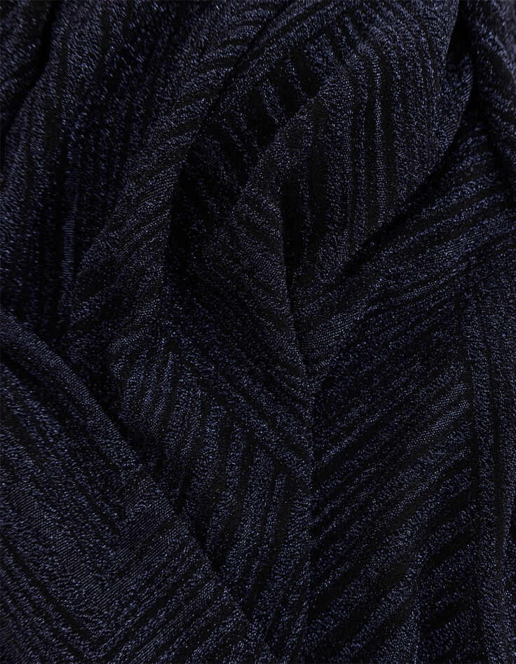 Robe marine maille métallisée drapée Femme-8 Robe marine maille métallisée drapée Femme-8