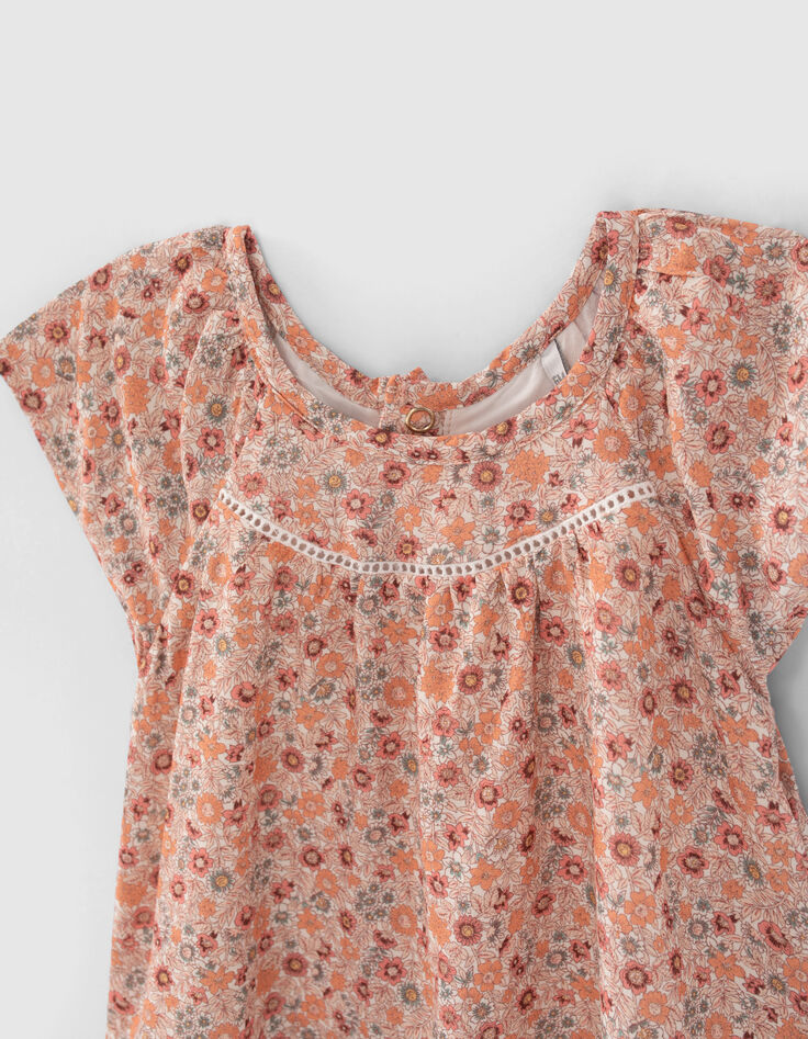 Perzik blouse microbloemetjesprint EcoVero™ babymeisjes-4