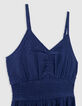 Robe longue bleue jacquard motif plumetis fille-5
