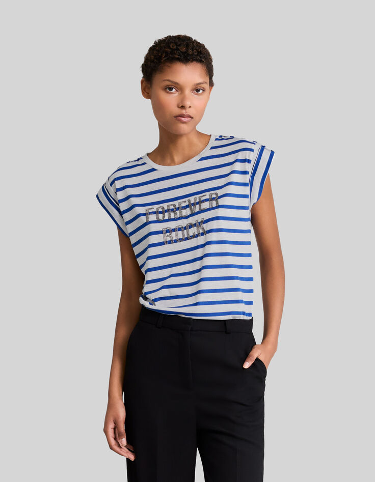 Camiseta marinera rayas cobalto mujer-2