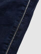 Women's slim dark blue chain back jeans-7