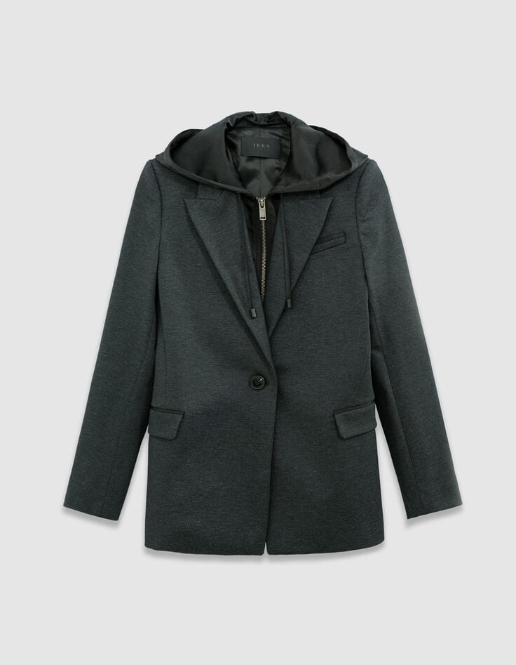Grijze blazer visgraatmotief met beleg Dames-5 Grijze blazer visgraatmotief met beleg Dames-5