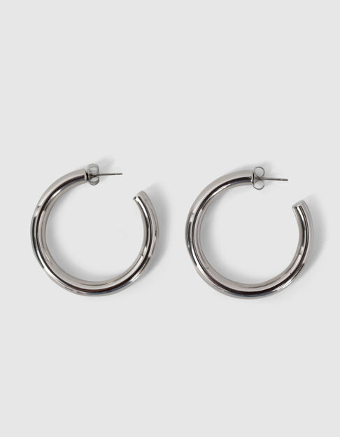 Women’s silver-tone metal hoop earrings