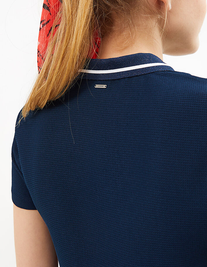 I.Code navy top with striped rib knit collar - IKKS