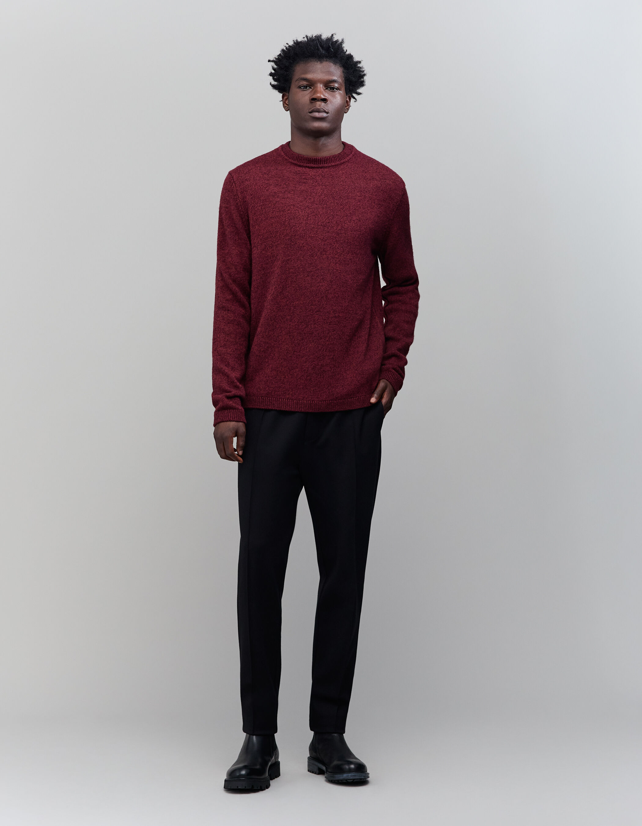 Donkerrode gebreide sweater voor heren IKKS