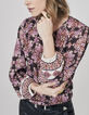 Blouse en voile imprimé bohème coloris violet femme-3