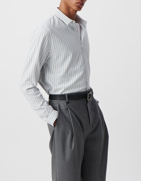 Camisa REGULAR blanca rayas azul marino SEAWOOL&reg; hombre - IKKS