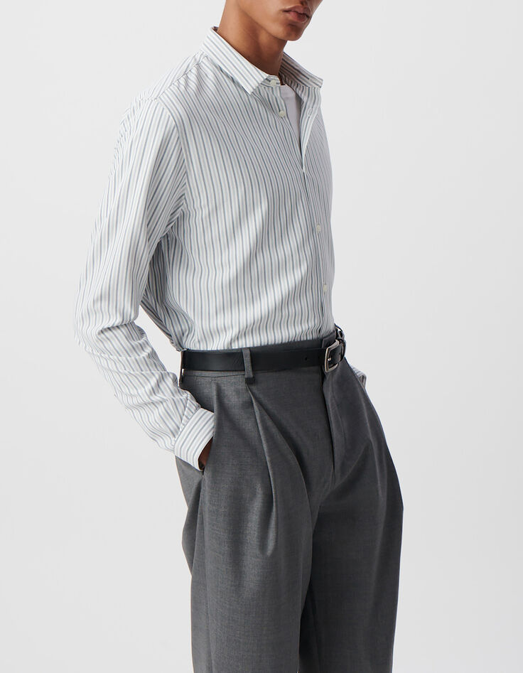 Chemise REGULAR blanche rayures marine SEAWOOL&reg; Homme-1