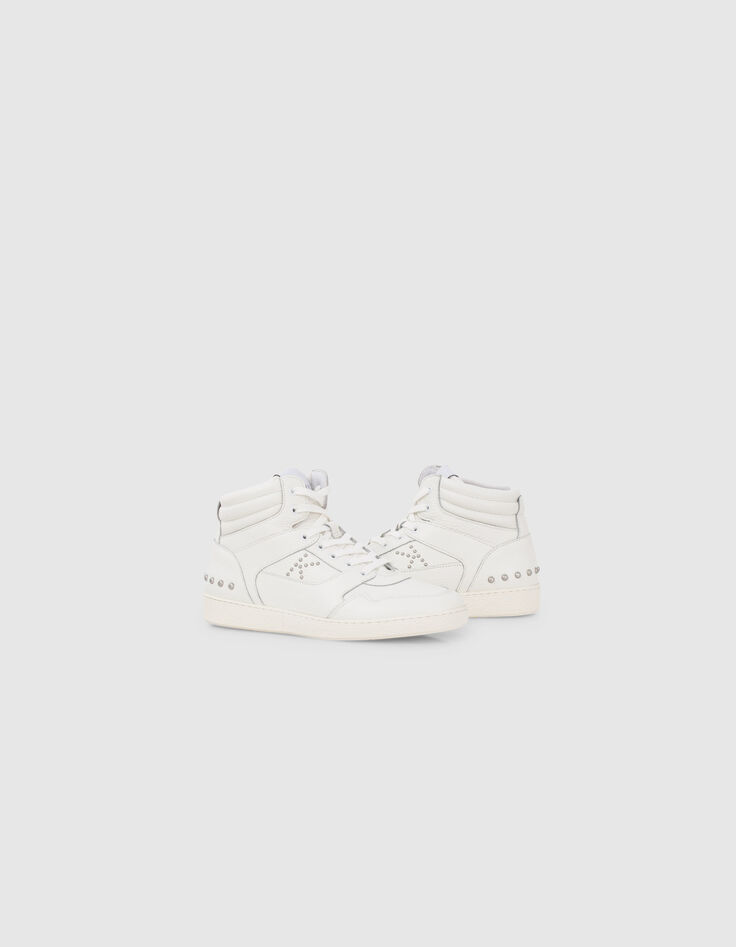 Sneakers blanches cuir décor clous Femme-6