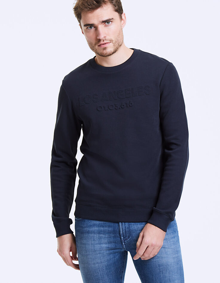 Sudadera marina punto relieve Los Ángeles Hombre-2