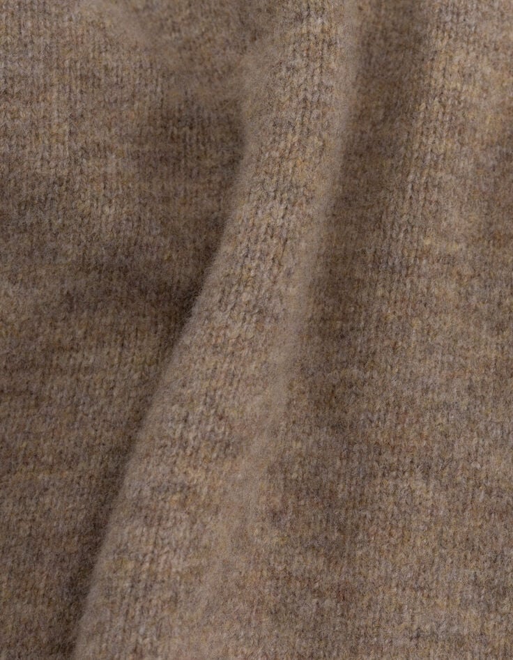 Pull camel tricot badge K broderie bouclette garçon-8