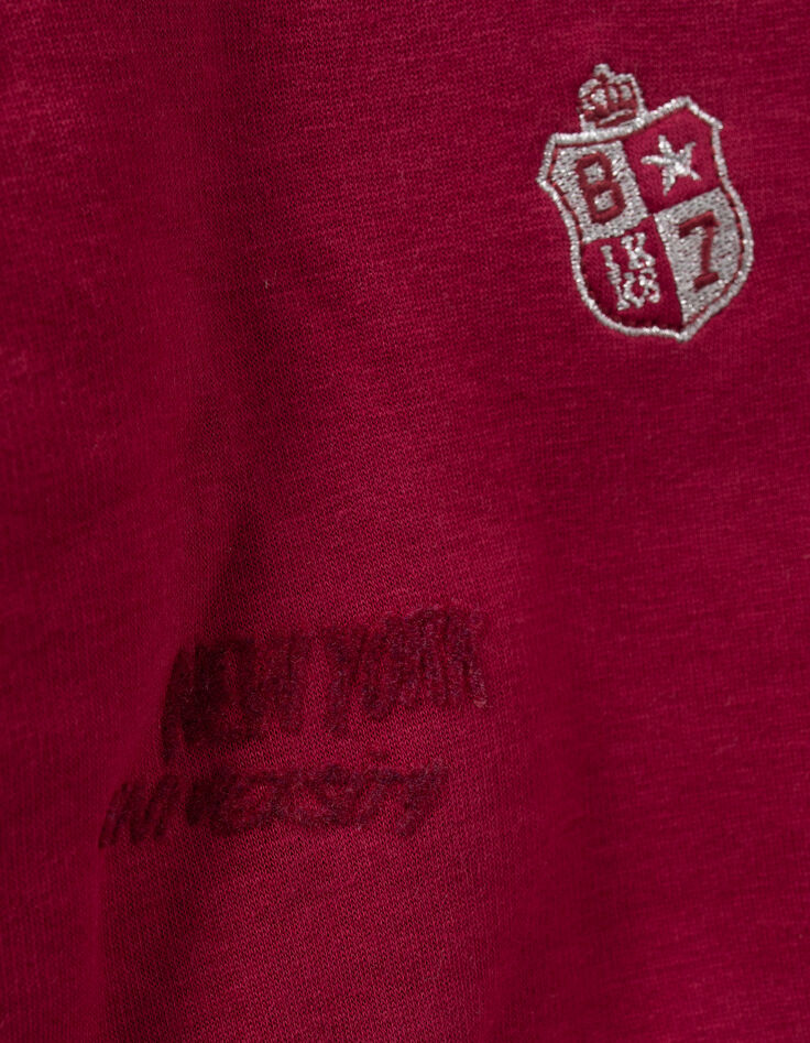 Sweat bordeaux brodé à capuche fille-4