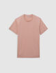 Herren-T-Shirt, rosa, Baumwollmodal, Rundhalsausschnitt-6