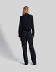 Brede zwarte broek gerecycleerd met battle-model Dames-5