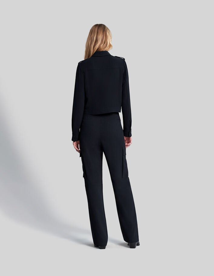 Women’s black recycled wide-leg cargo trousers - IKKS