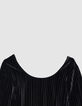 Women’s black pleated velvet knit bodysuit-7 Women’s black pleated velvet knit bodysuit-7