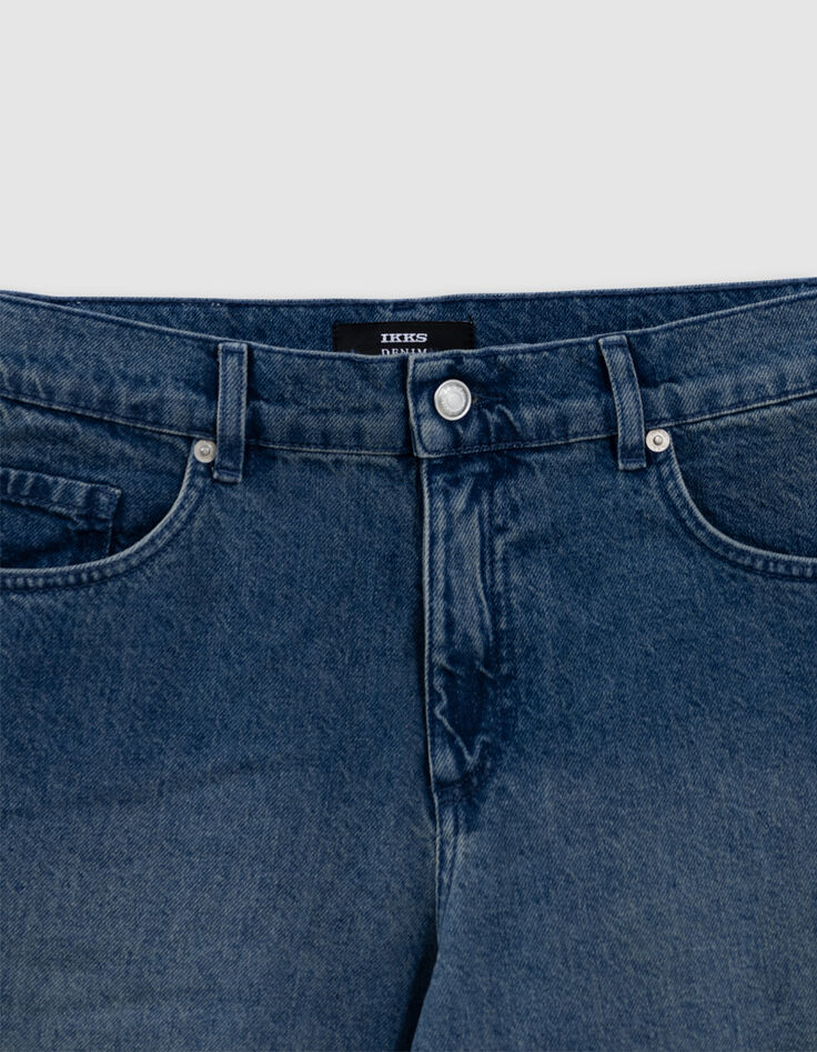 Jean wide leg cropped bleu Femme-4