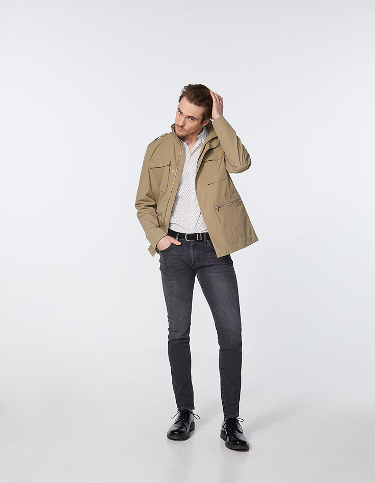 SLIM Albini® overhemd antraciet bloemetjes Heren-6