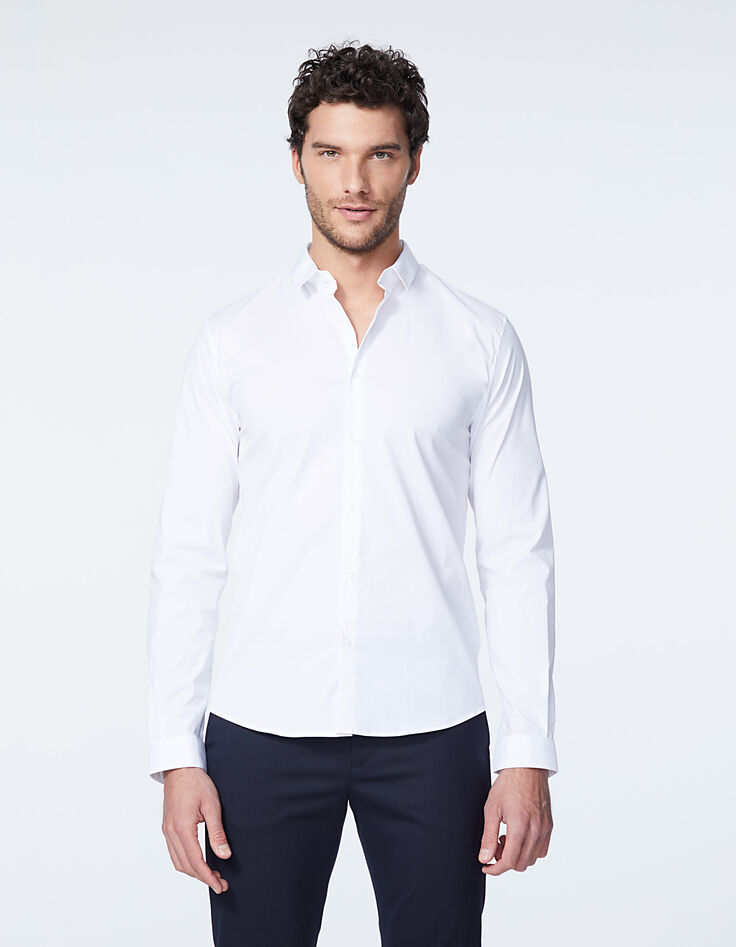 Chemise SLIM blanche détail col EASY CARE Homme-3 Chemise SLIM blanche détail col EASY CARE Homme-3