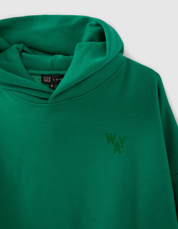 Grünes Crop-Mädchensweatshirt mit Flockierung hinten - IKKS