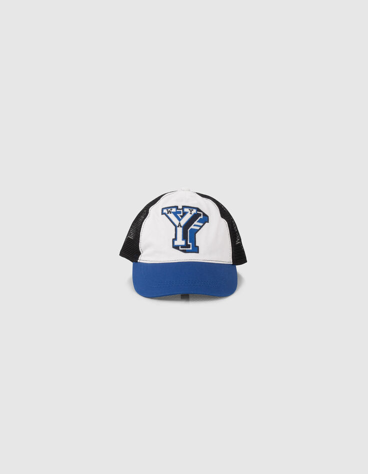 Boys’ blue, white, black embroidered cap-3