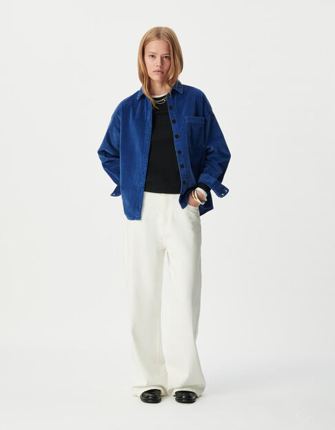 Blauw overshirt ribvelours Dames - IKKS
