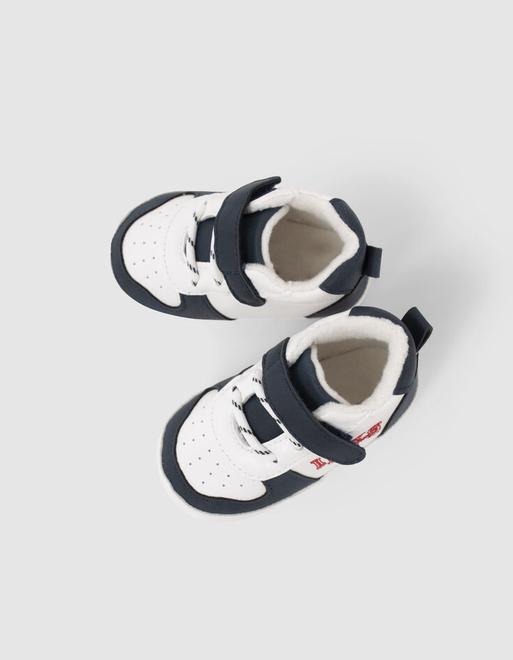 Baby boys’ navy and white Velcro trainers-6