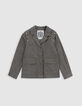 Khaki safari jacket maxi back embroidery for girl-3