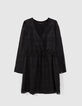 Woman's black herringbone jacquard voile dress-7