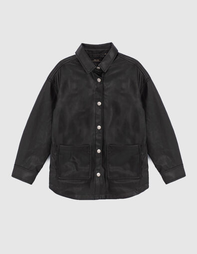 Girls’ black overshirt in synthetic fabric - IKKS