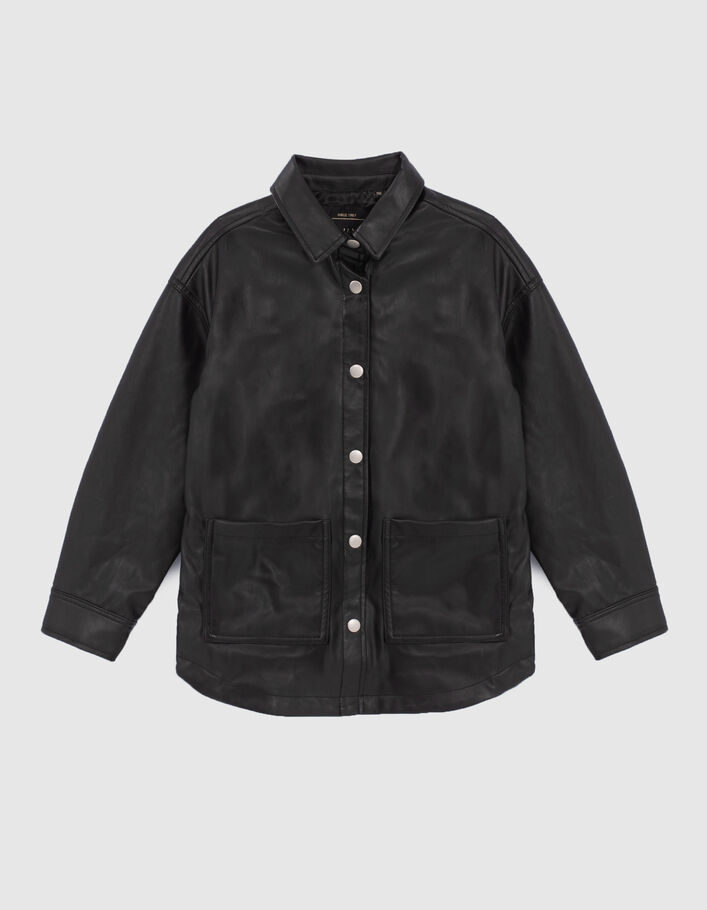 Girls’ black overshirt in synthetic fabric - IKKS