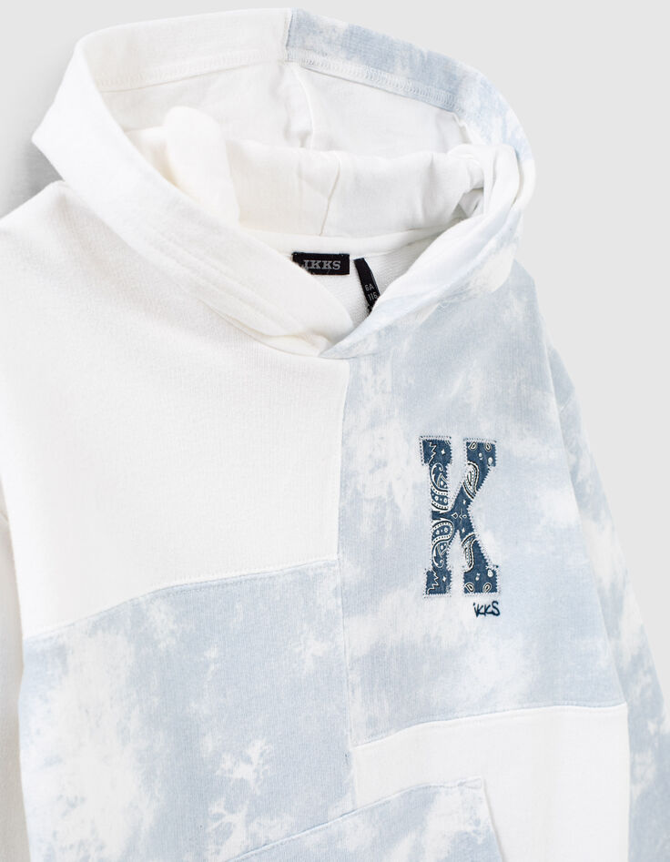 Sweat bleu tie and dye et &eacute;cru &agrave; capuche gar&ccedil;on -2