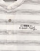 Cremeweißes, grau gestreiftes Jungen-Poloshirt-5