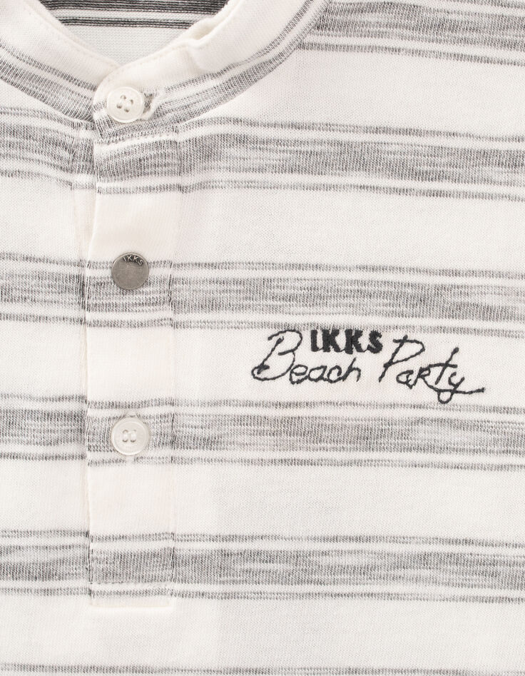 Cremeweißes, grau gestreiftes Jungen-Poloshirt-5