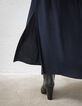 Robe longue en viscose bleu marine dentelle femme-5