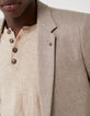 Men’s beige semi-plain suit jacket-4