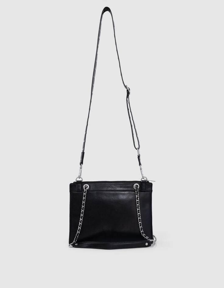 Damen 1440 Reporter schwarz Leder Clutch Tasche-3